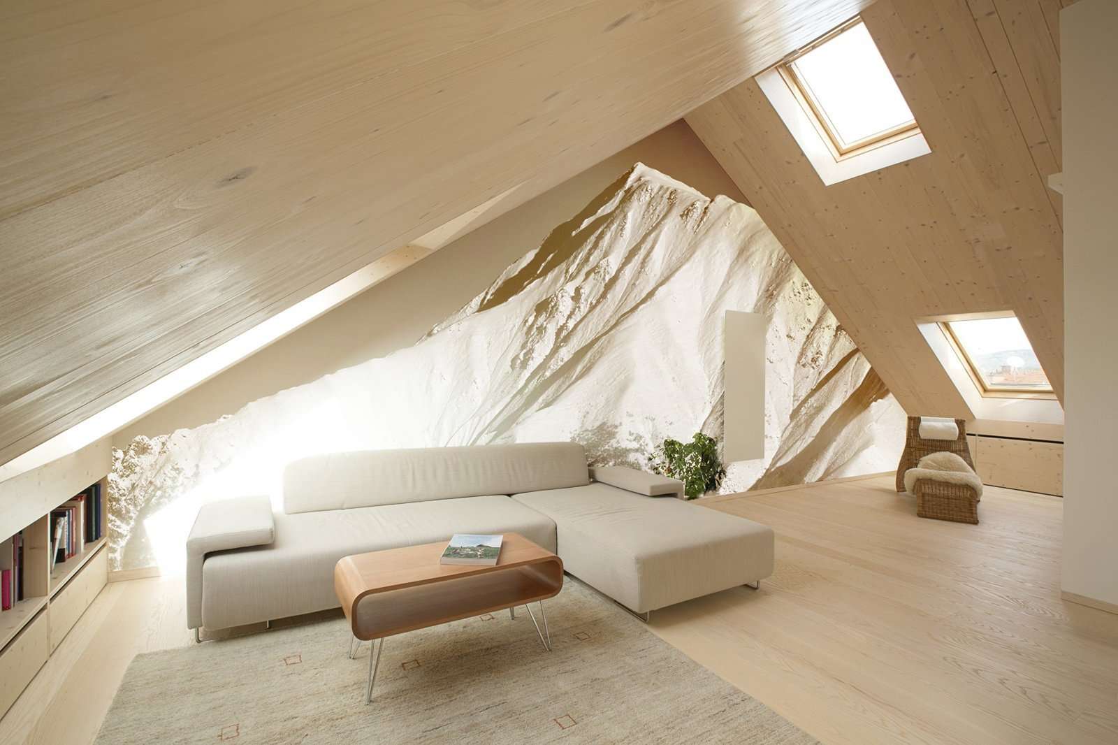 Chalet con gigantografia montagna